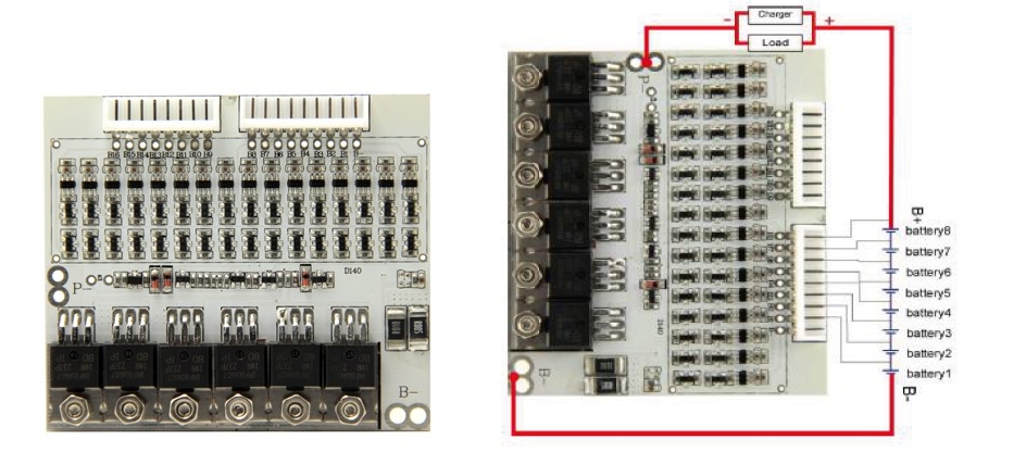 ПЛАТА BMS MAXPOWER LI-ION C БАЛАНСИРОМ И ТЕРМОРЕЛЕ 8S15A 29.6B 15A