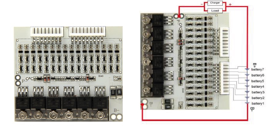 ПЛАТА BMS MAXPOWER LI-ION С БАЛАНСИРОМ И ТЕРМОРЕЛЕ 7S15A 25.9B 15A