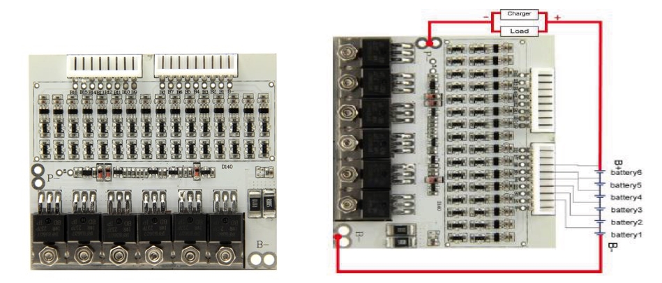 ПЛАТА BMS MAXPOWER LI-ION C БАЛАНСИРОМ И ТЕРМОРЕЛЕ 6S15A 22.2B 15A 